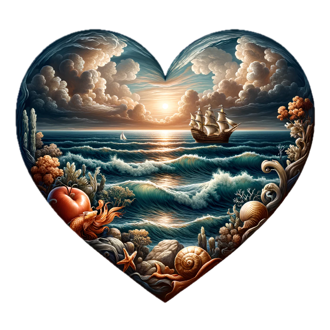 Oceaneros marine heart artwork