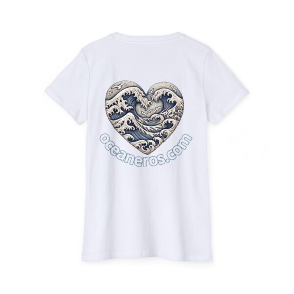 Organic Hokusai Wave Heart T-Shirt for Women by Oceaneros