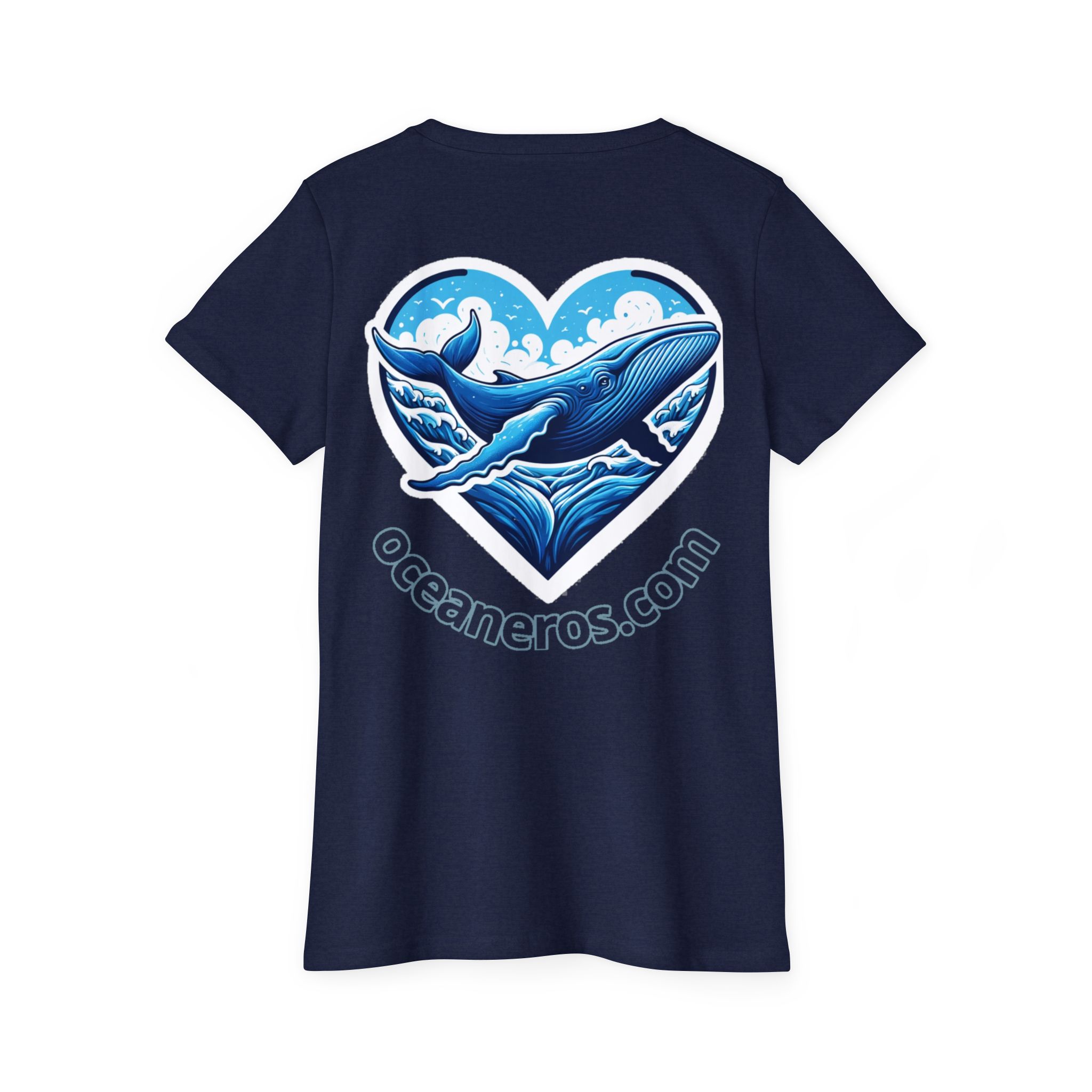Organic T-Shirt - Blue Whale with Brand 8 OceanerosOcean Devotion Apparel Organic T-Shirt - Blue Whale with Brand