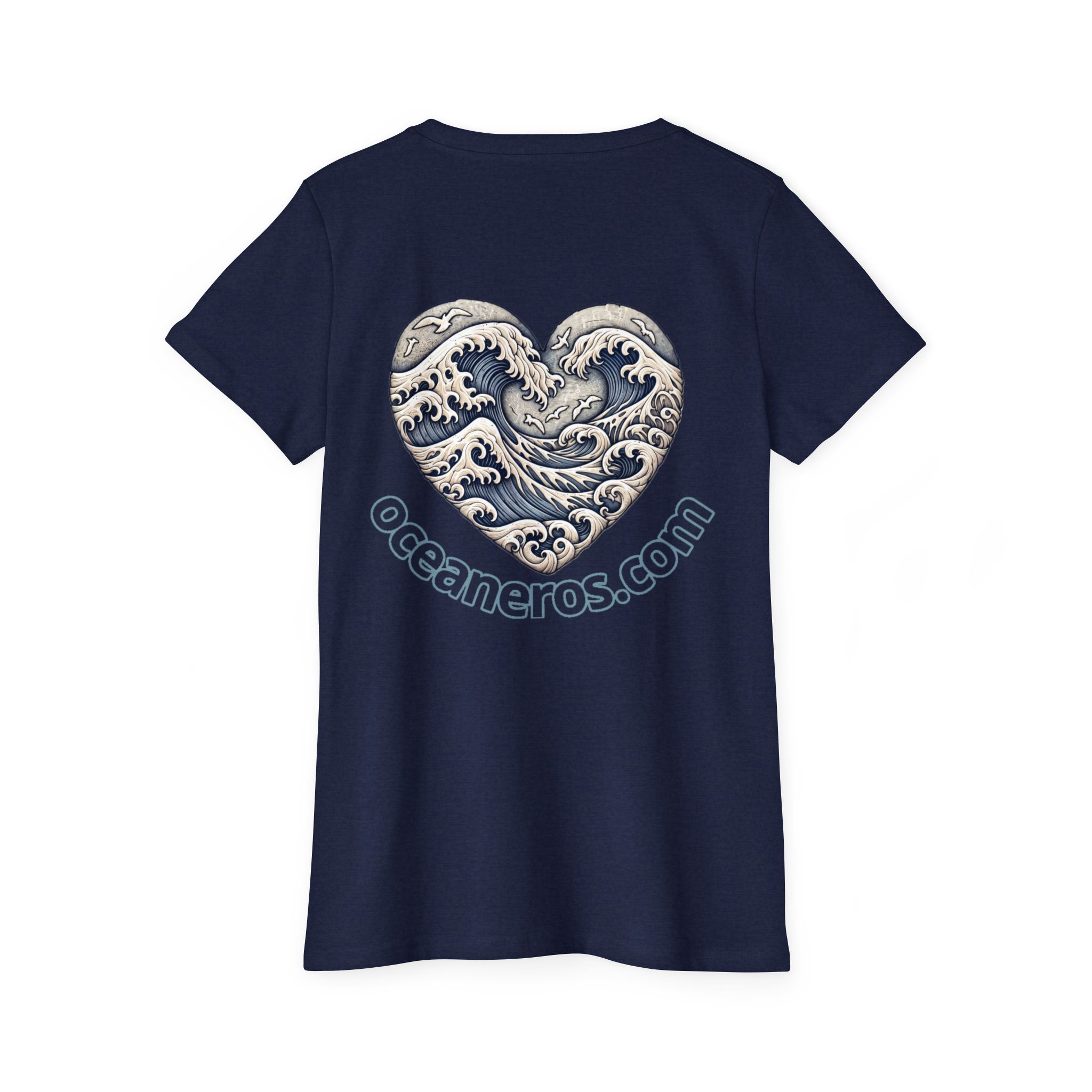 Organic T-Shirt - Hokusai Inspired Wave Heart Design 8 OceanerosOcean Devotion Apparel Organic T-Shirt - Hokusai Inspired Wave Heart Design