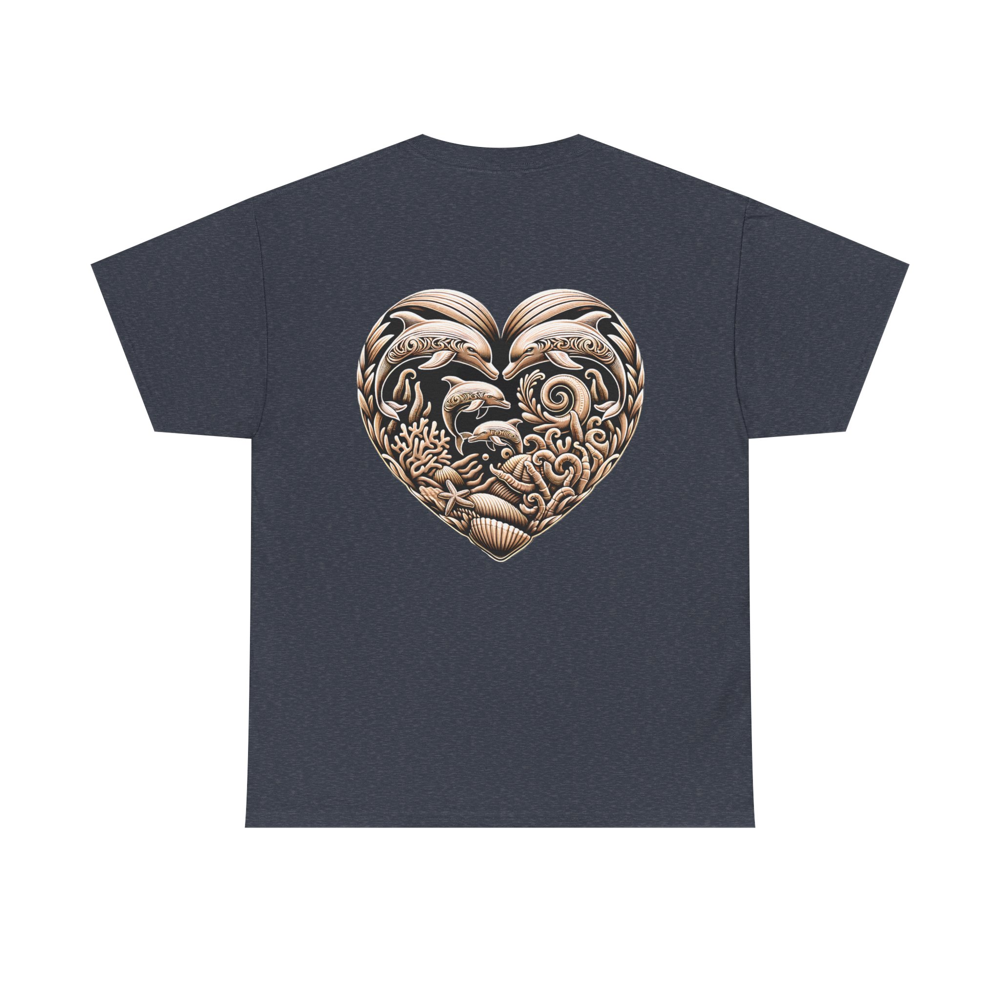 Carved Dolphin Heart T-Shirt 24 OceanerosOcean Devotion Apparel Carved Dolphin Heart T-Shirt