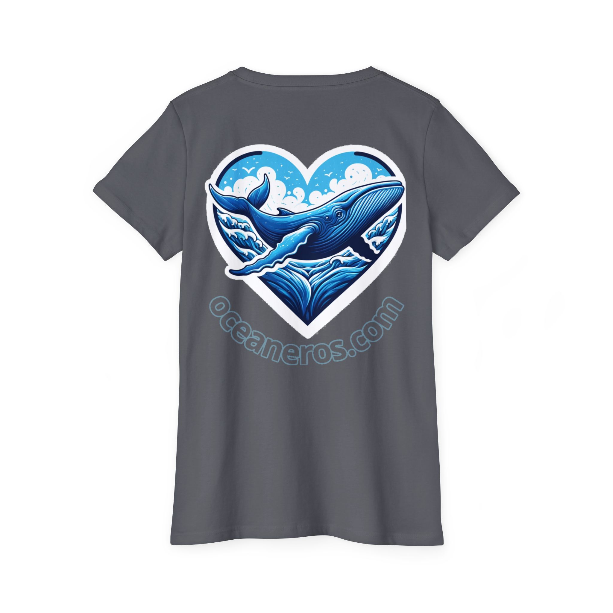 Organic T-Shirt - Blue Whale with Brand 4 OceanerosOcean Devotion Apparel Organic T-Shirt - Blue Whale with Brand