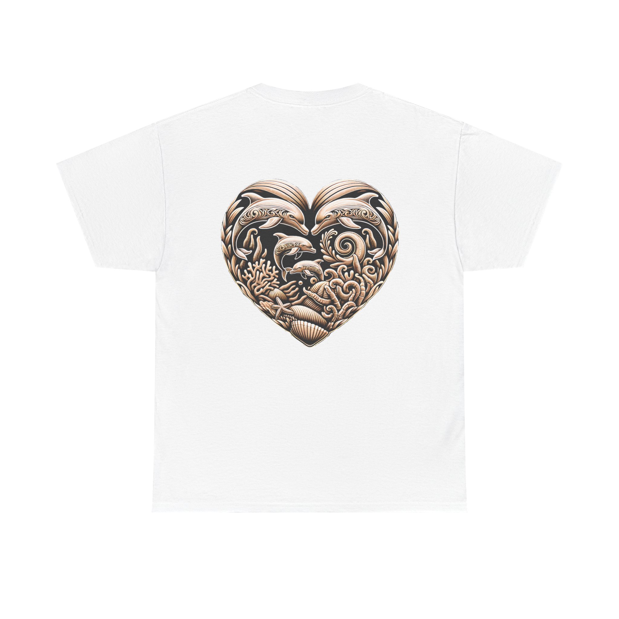 Carved Dolphin Heart T-Shirt 4 OceanerosOcean Devotion Apparel Carved Dolphin Heart T-Shirt