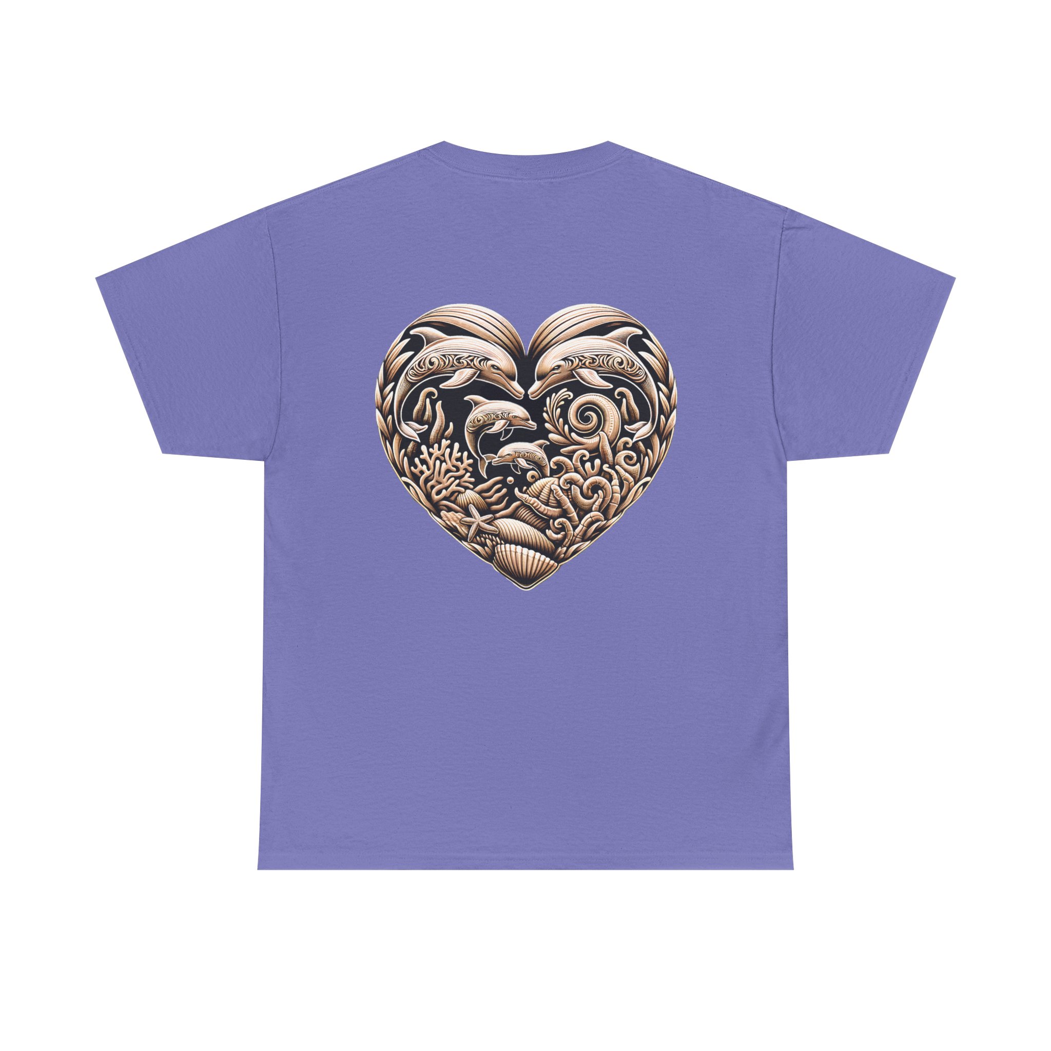Carved Dolphin Heart T-Shirt 26 OceanerosOcean Devotion Apparel Carved Dolphin Heart T-Shirt