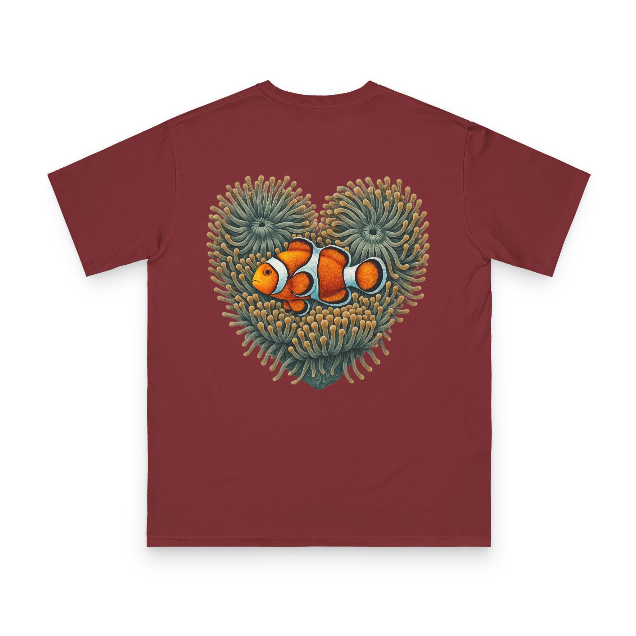 Clownfish in Green Anemone T-Shirt 12 OceanerosOcean Devotion Apparel Clownfish in Green Anemone T-Shirt - a clownfish in a green anemone, with neither color backing down