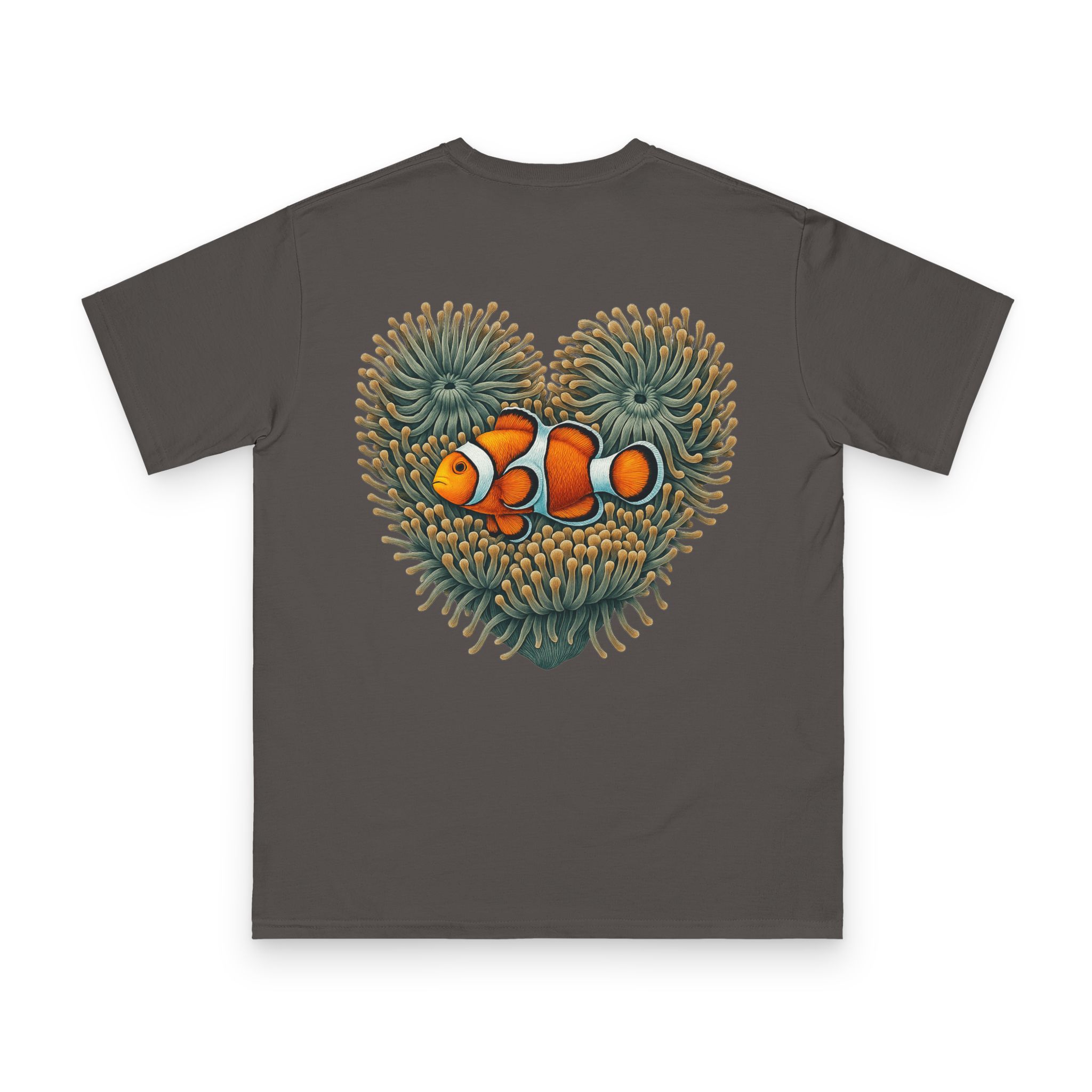 Clownfish in Green Anemone T-Shirt 16 OceanerosOcean Devotion Apparel Clownfish in Green Anemone T-Shirt - a clownfish in a green anemone, with neither color backing down