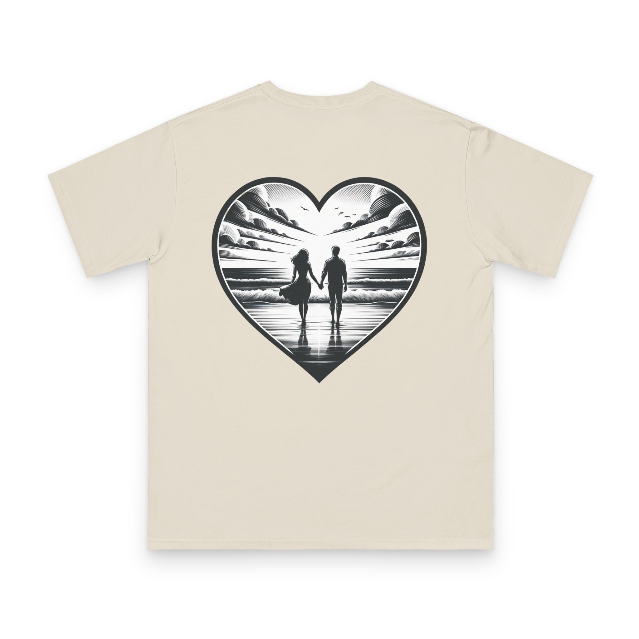 Couple Walking the Beach T-Shirt 10 OceanerosOcean Devotion Apparel Couple Walking the Beach T-Shirt - two figures walking along a wide beach