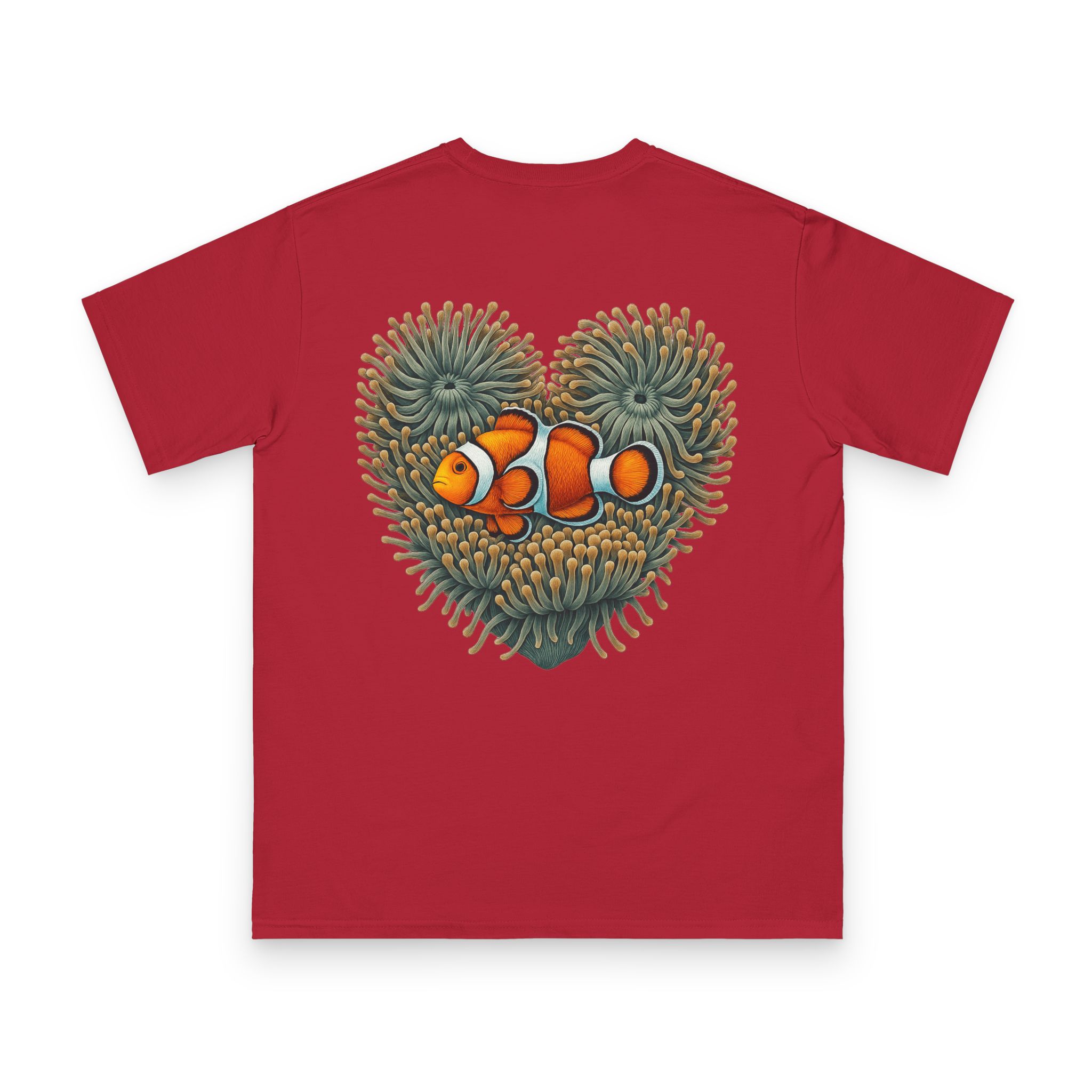 Clownfish in Green Anemone T-Shirt 22 OceanerosOcean Devotion Apparel Clownfish in Green Anemone T-Shirt - a clownfish in a green anemone, with neither color backing down