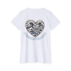 Organic T-Shirt - Hokusai Inspired Wave Heart Design
