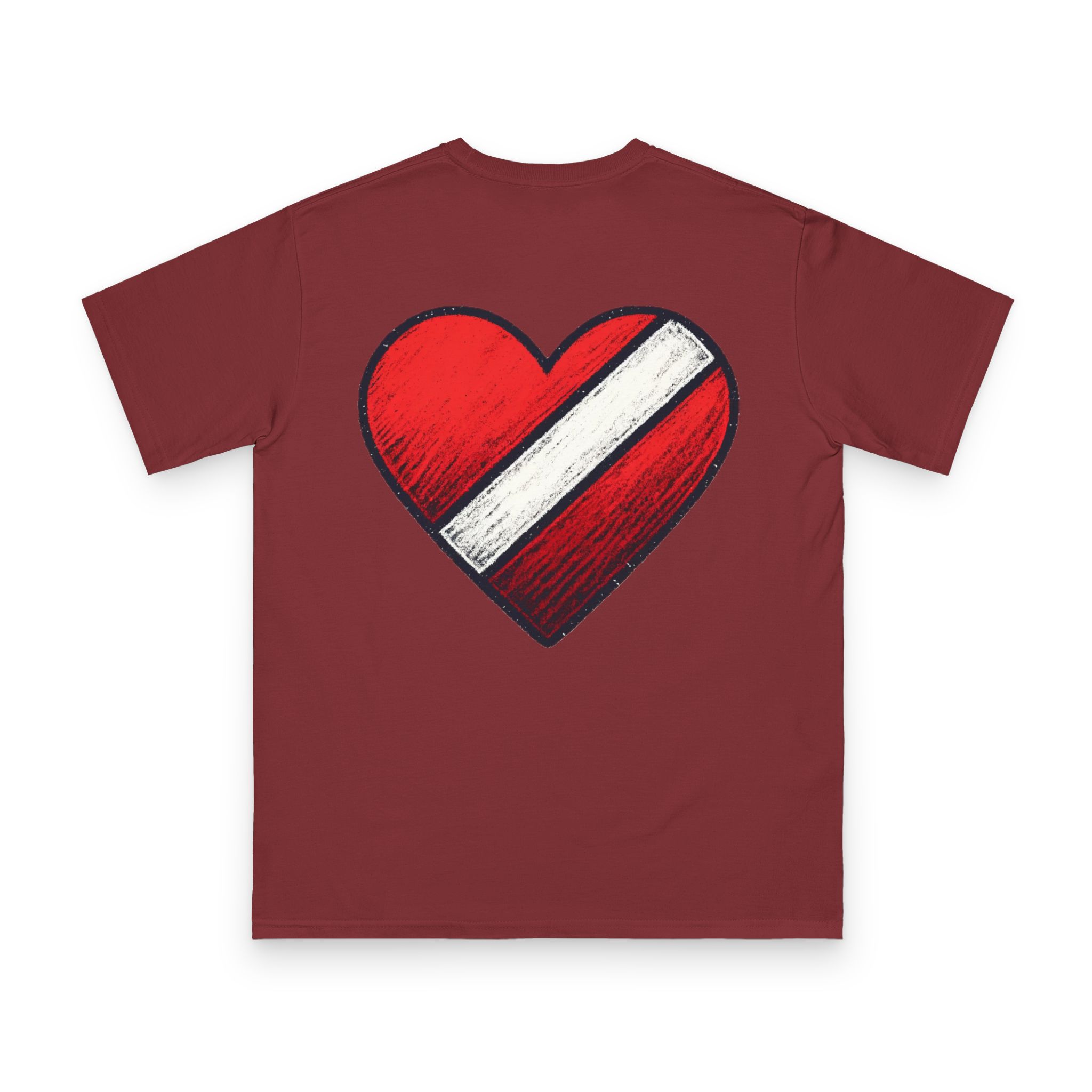Diver Down Heart Tee 12 OceanerosOcean Devotion Apparel Diver Down Heart Tee - the diver down flag with its stripe curved into a heart