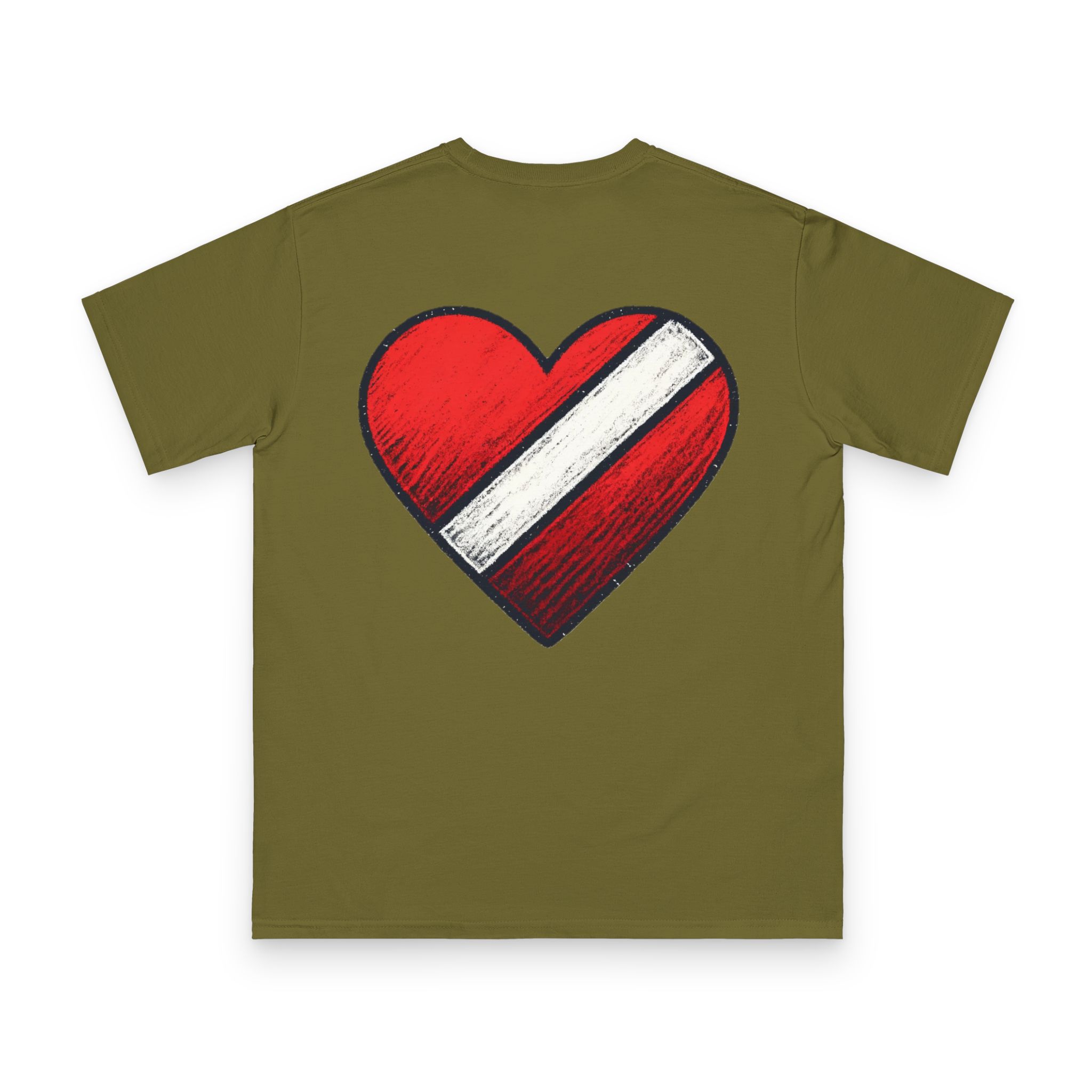 Diver Down Heart Tee 22 OceanerosOcean Devotion Apparel Diver Down Heart Tee - the diver down flag with its stripe curved into a heart