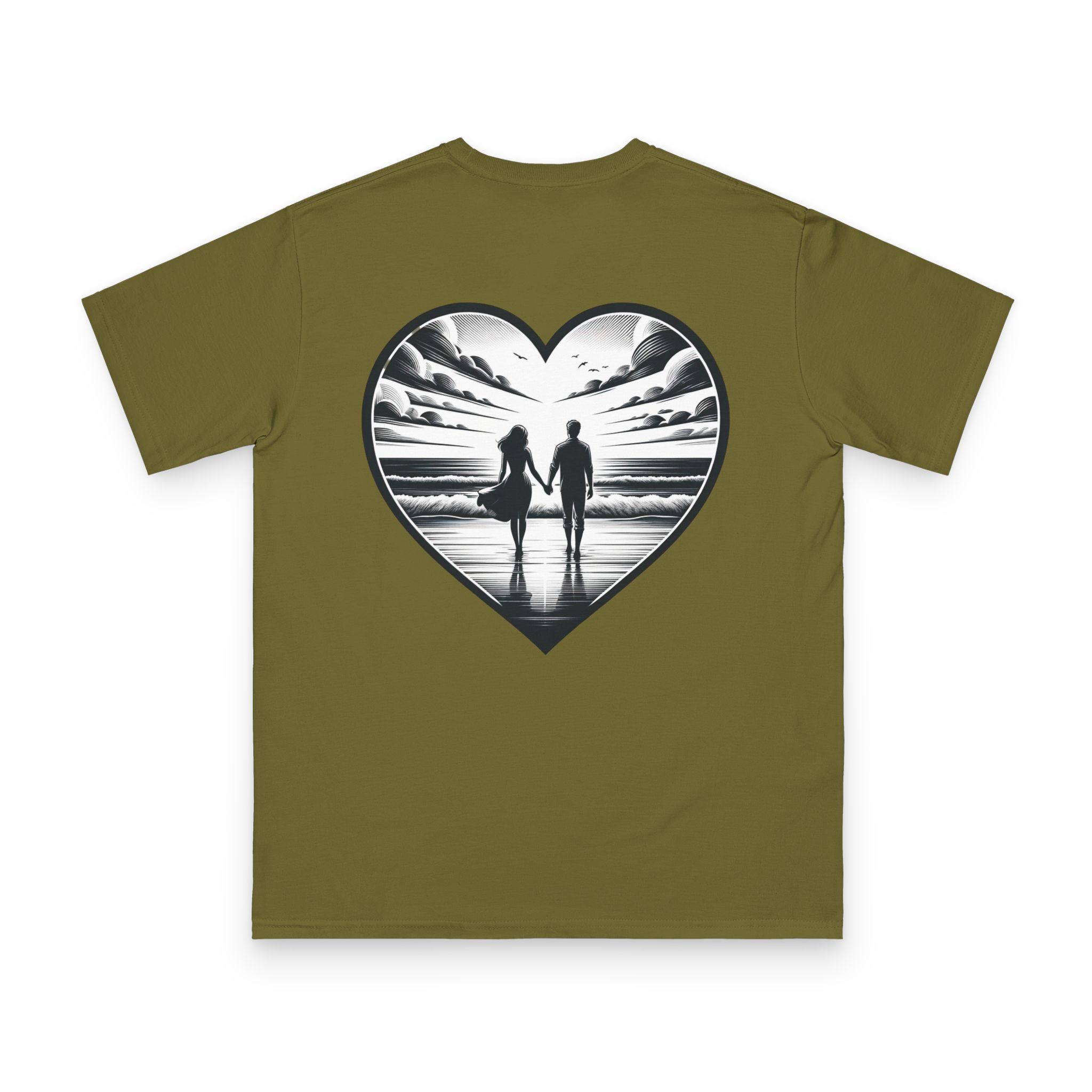 Couple Walking the Beach T-Shirt 22 OceanerosOcean Devotion Apparel Couple Walking the Beach T-Shirt - two figures walking along a wide beach