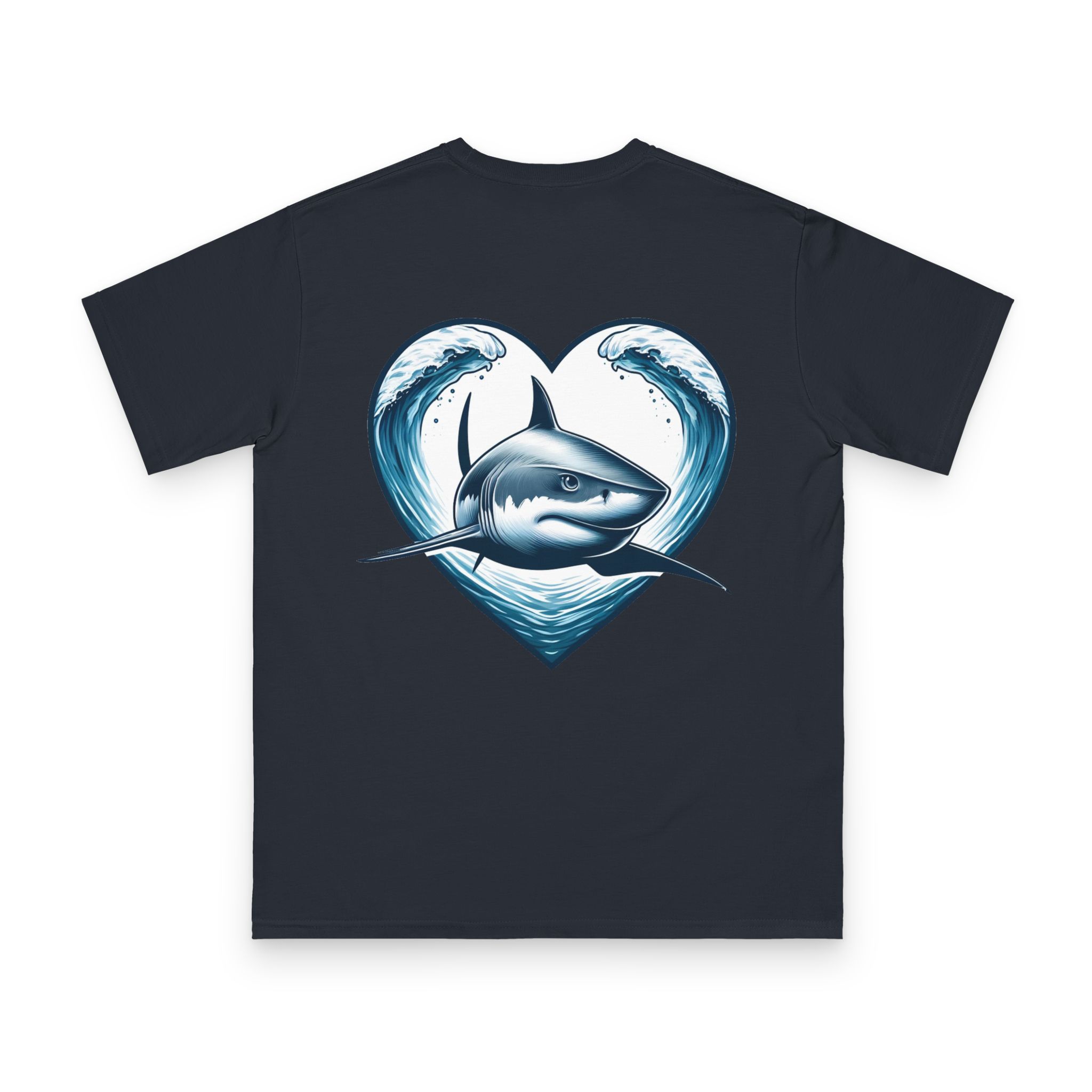 Blue Shark Line Art T-Shirt 1 OceanerosOcean Devotion Apparel Blue Shark Line Art T-Shirt