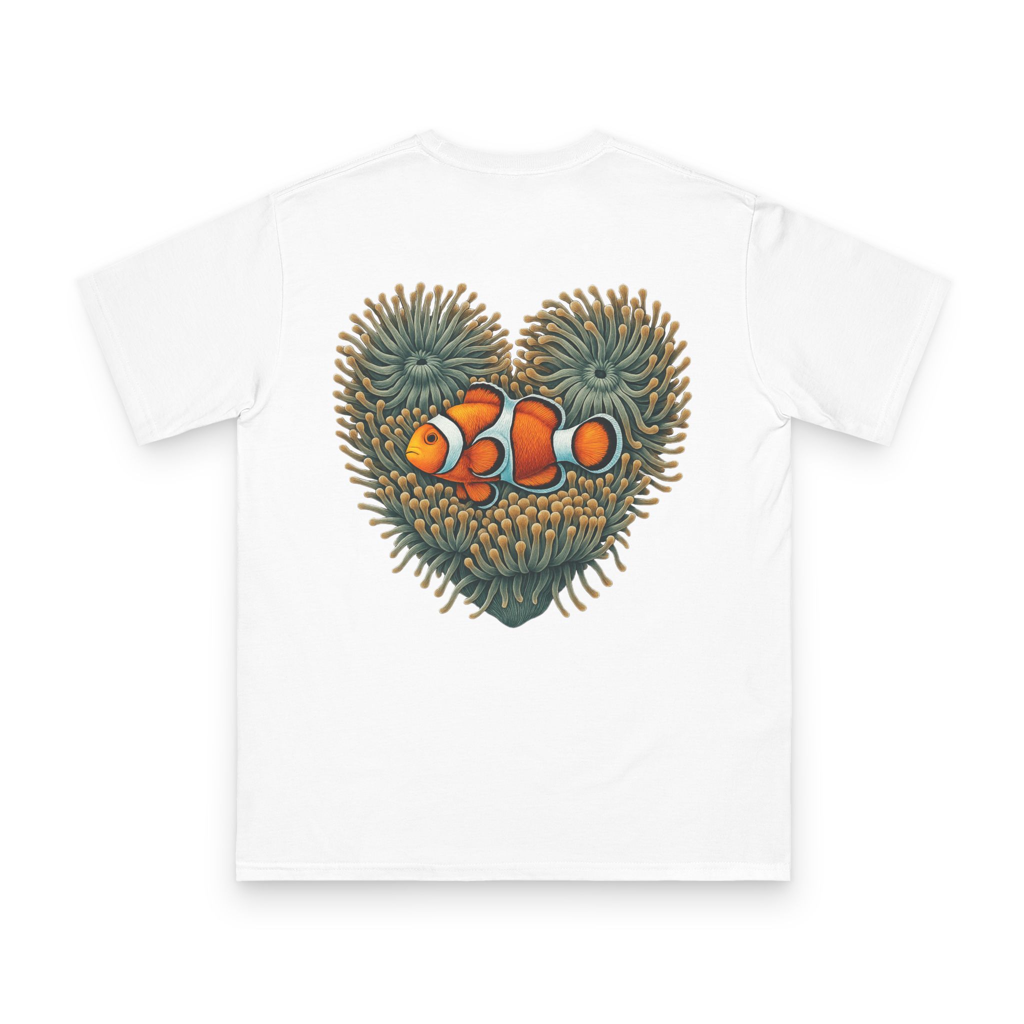 Clownfish in Green Anemone T-Shirt 6 OceanerosOcean Devotion Apparel Clownfish in Green Anemone T-Shirt - a clownfish in a green anemone, with neither color backing down