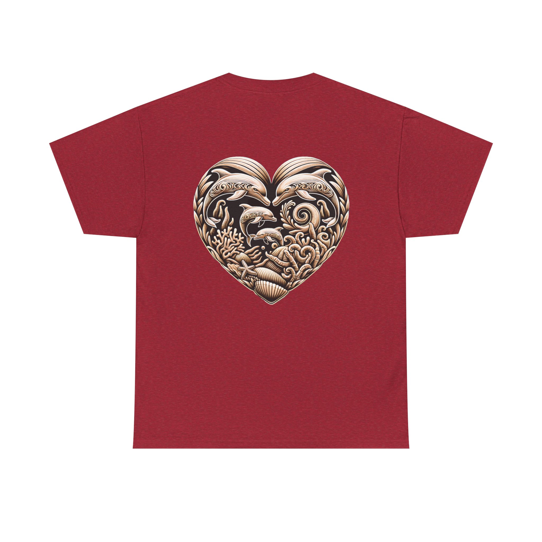 Carved Dolphin Heart T-Shirt 30 OceanerosOcean Devotion Apparel Carved Dolphin Heart T-Shirt