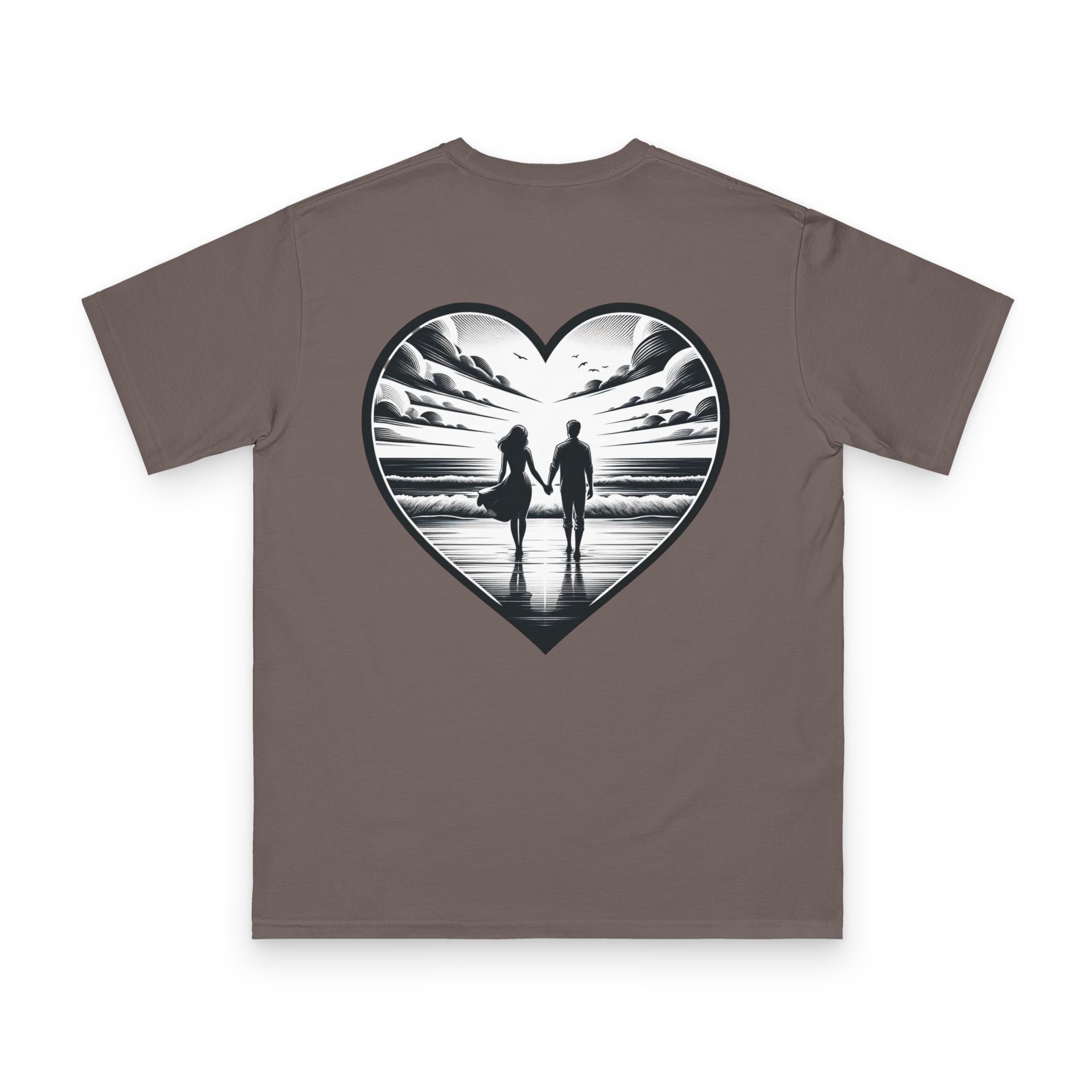 Couple Walking the Beach T-Shirt 4 OceanerosOcean Devotion Apparel Couple Walking the Beach T-Shirt - two figures walking along a wide beach