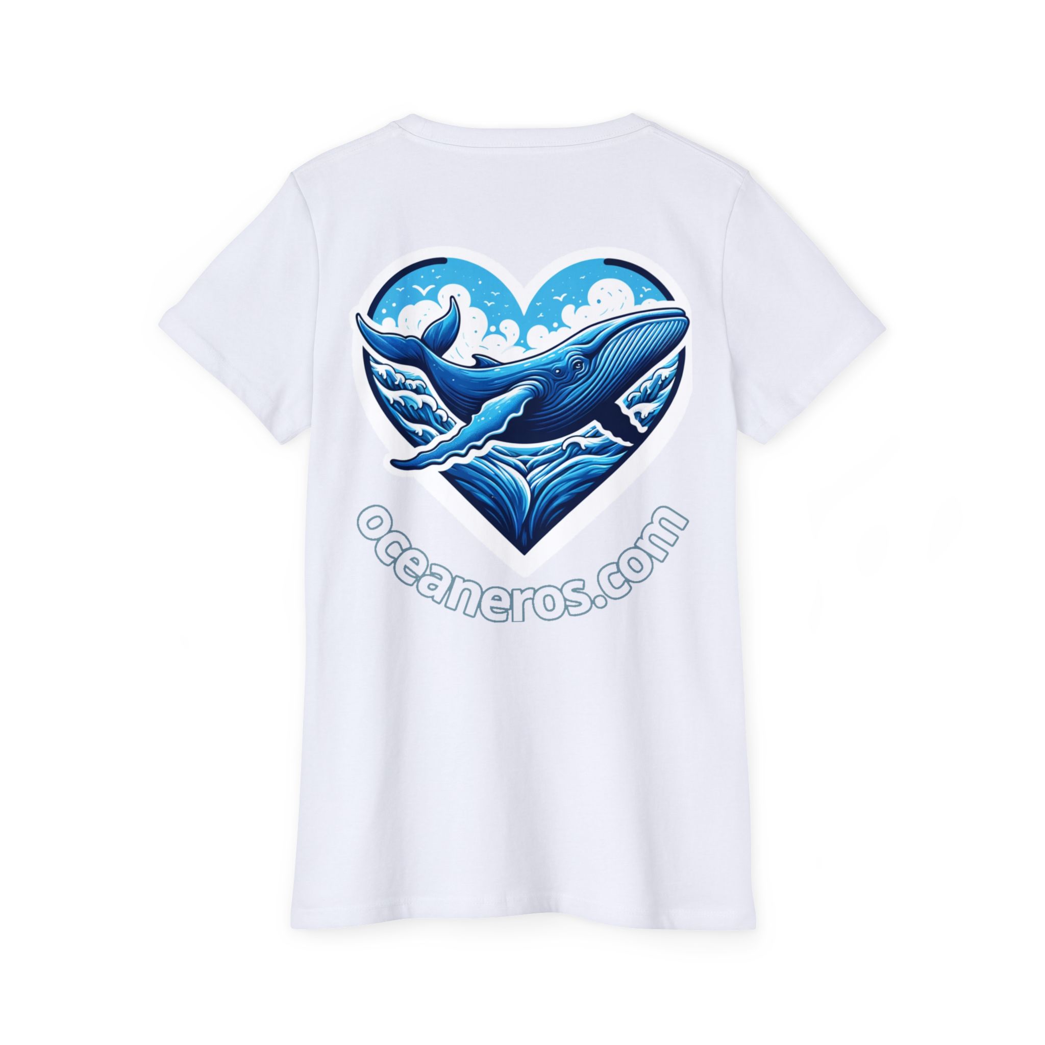 Organic T-Shirt - Blue Whale with Brand 1 OceanerosOcean Devotion Apparel Organic T-Shirt - Blue Whale with Brand