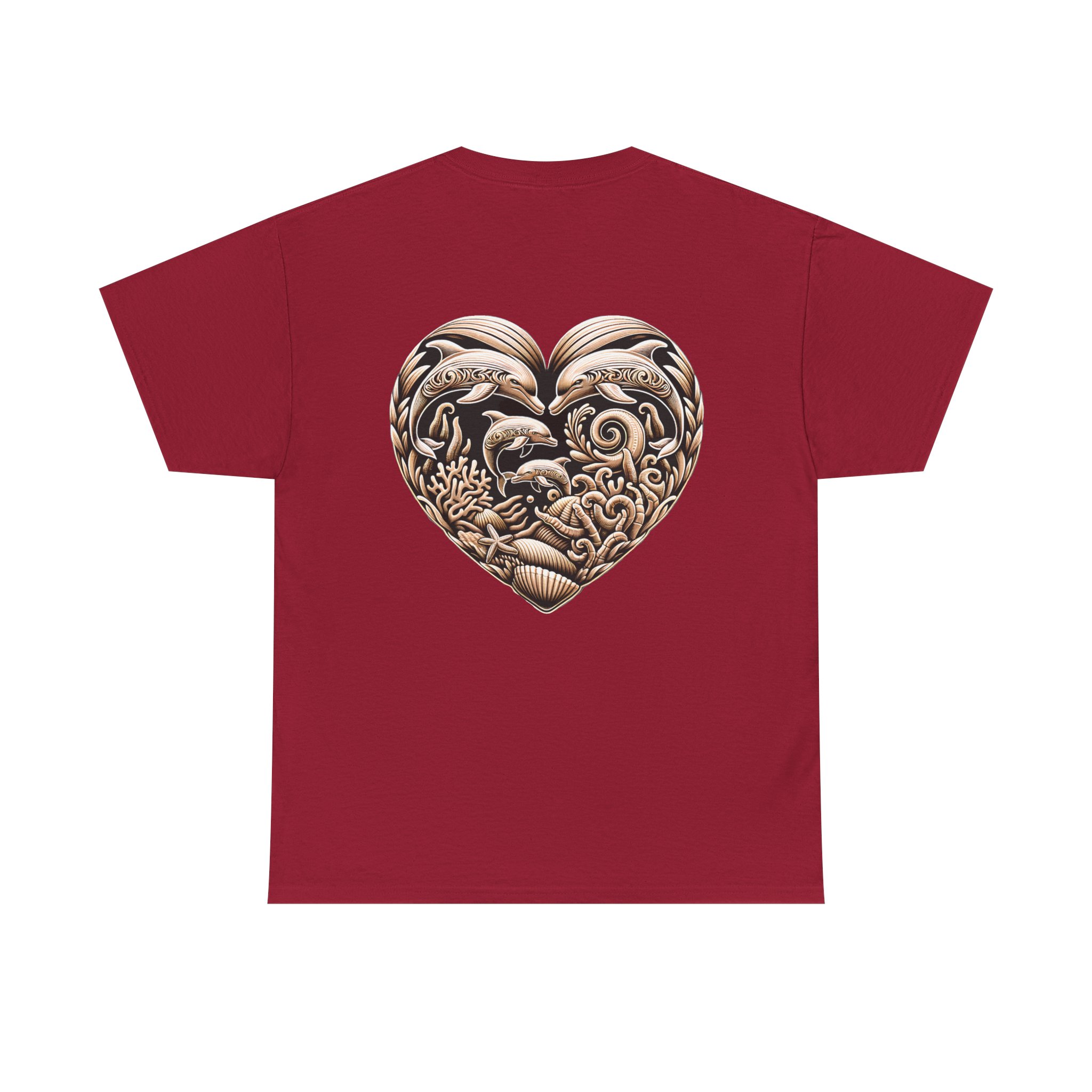 Carved Dolphin Heart T-Shirt 32 OceanerosOcean Devotion Apparel Carved Dolphin Heart T-Shirt