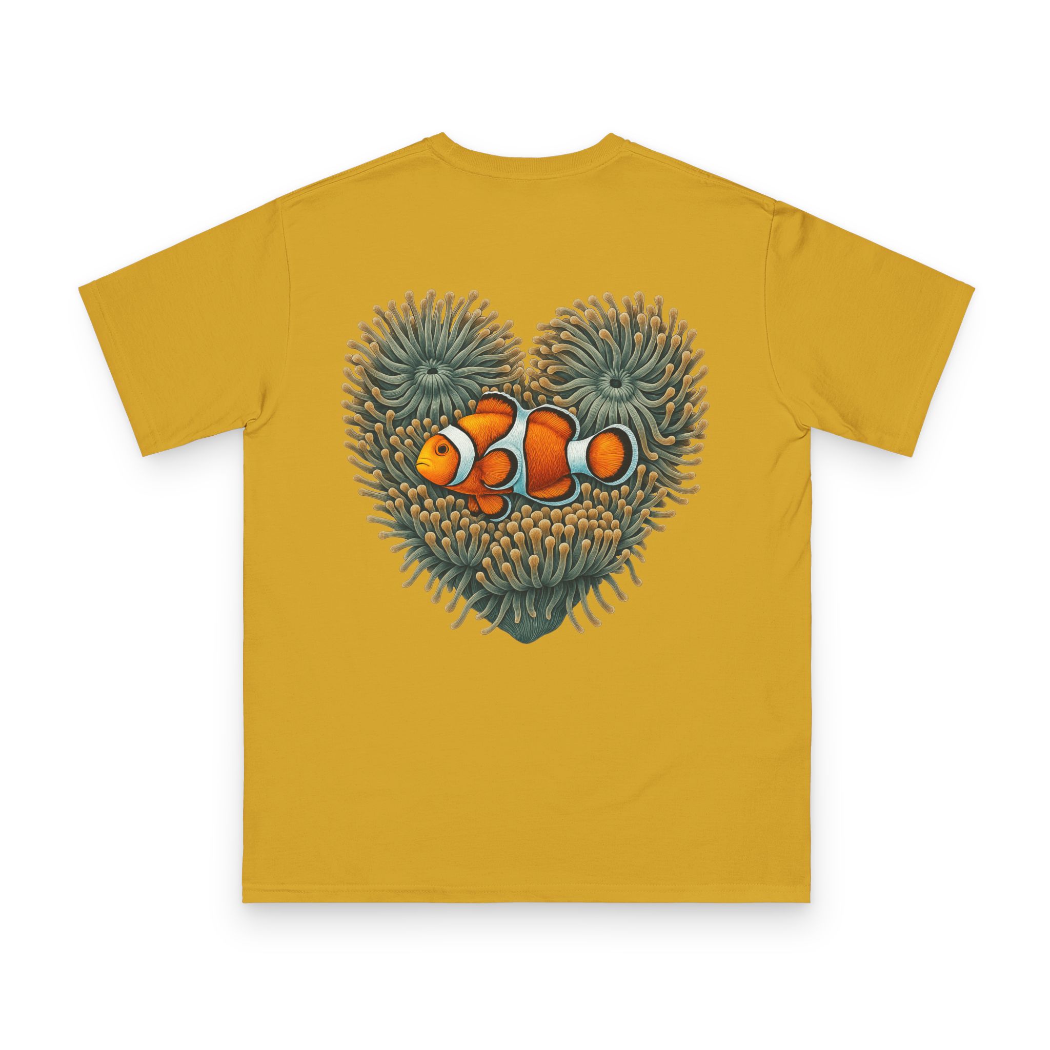 Clownfish in Green Anemone T-Shirt 14 OceanerosOcean Devotion Apparel Clownfish in Green Anemone T-Shirt - a clownfish in a green anemone, with neither color backing down
