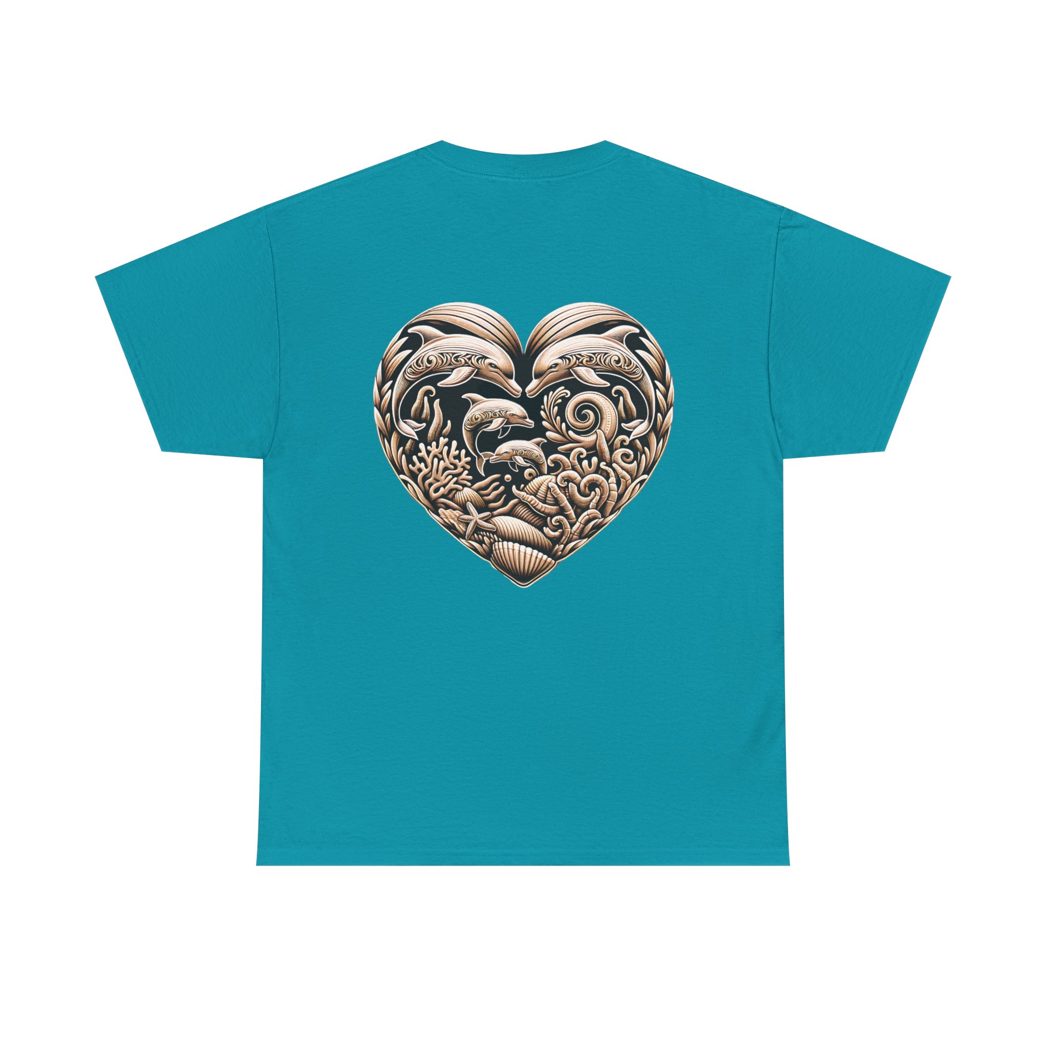 Carved Dolphin Heart T-Shirt 18 OceanerosOcean Devotion Apparel Carved Dolphin Heart T-Shirt