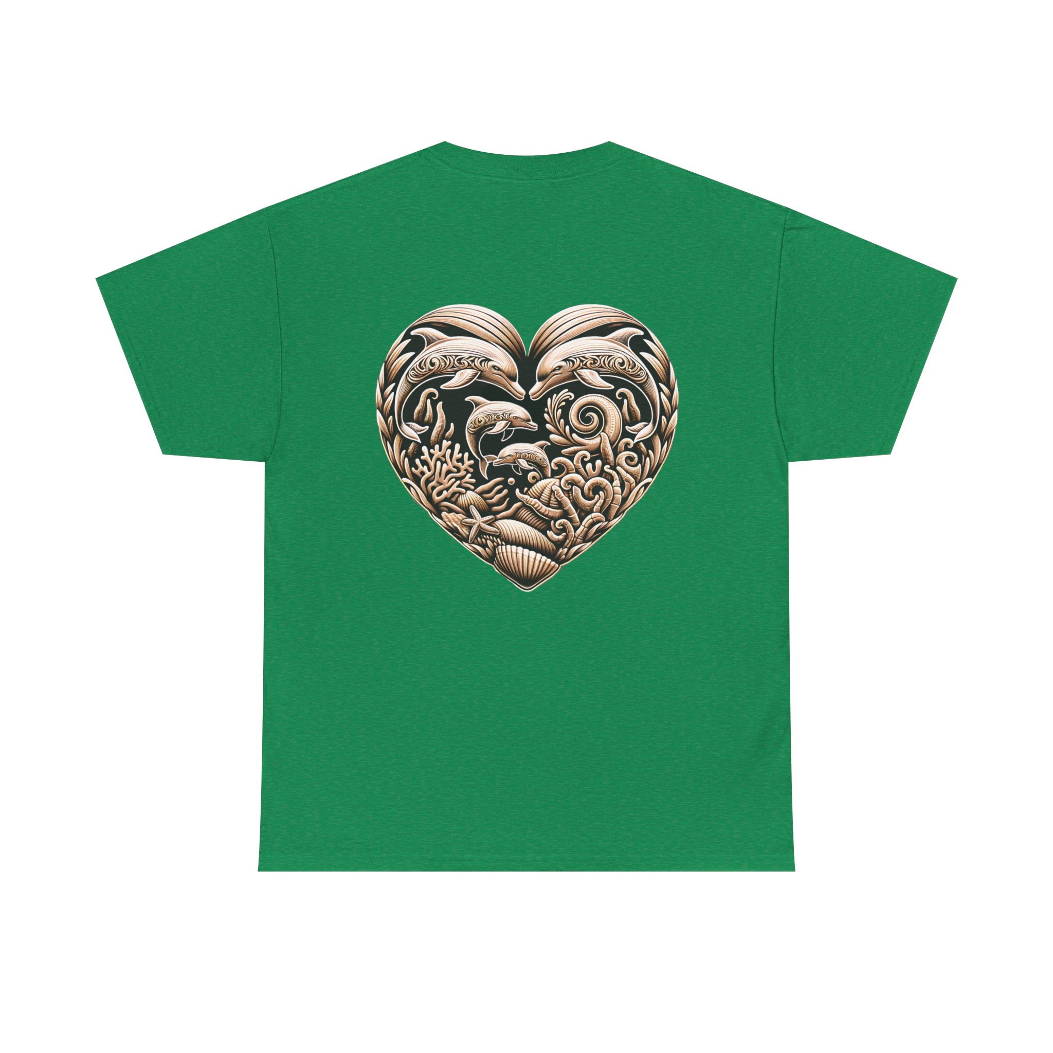 Carved Dolphin Heart T-Shirt 16 OceanerosOcean Devotion Apparel Carved Dolphin Heart T-Shirt