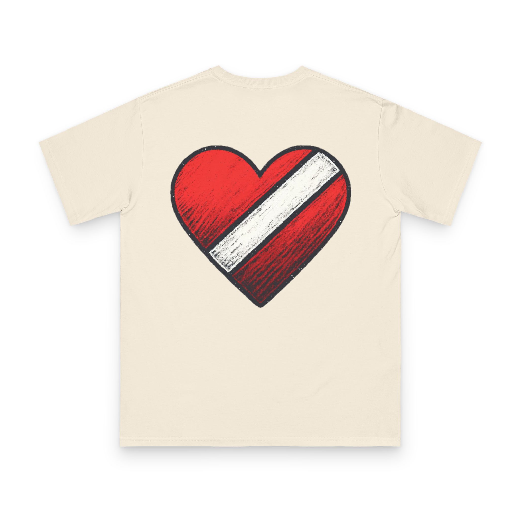 Diver Down Heart Tee 14 OceanerosOcean Devotion Apparel Diver Down Heart Tee - the diver down flag with its stripe curved into a heart