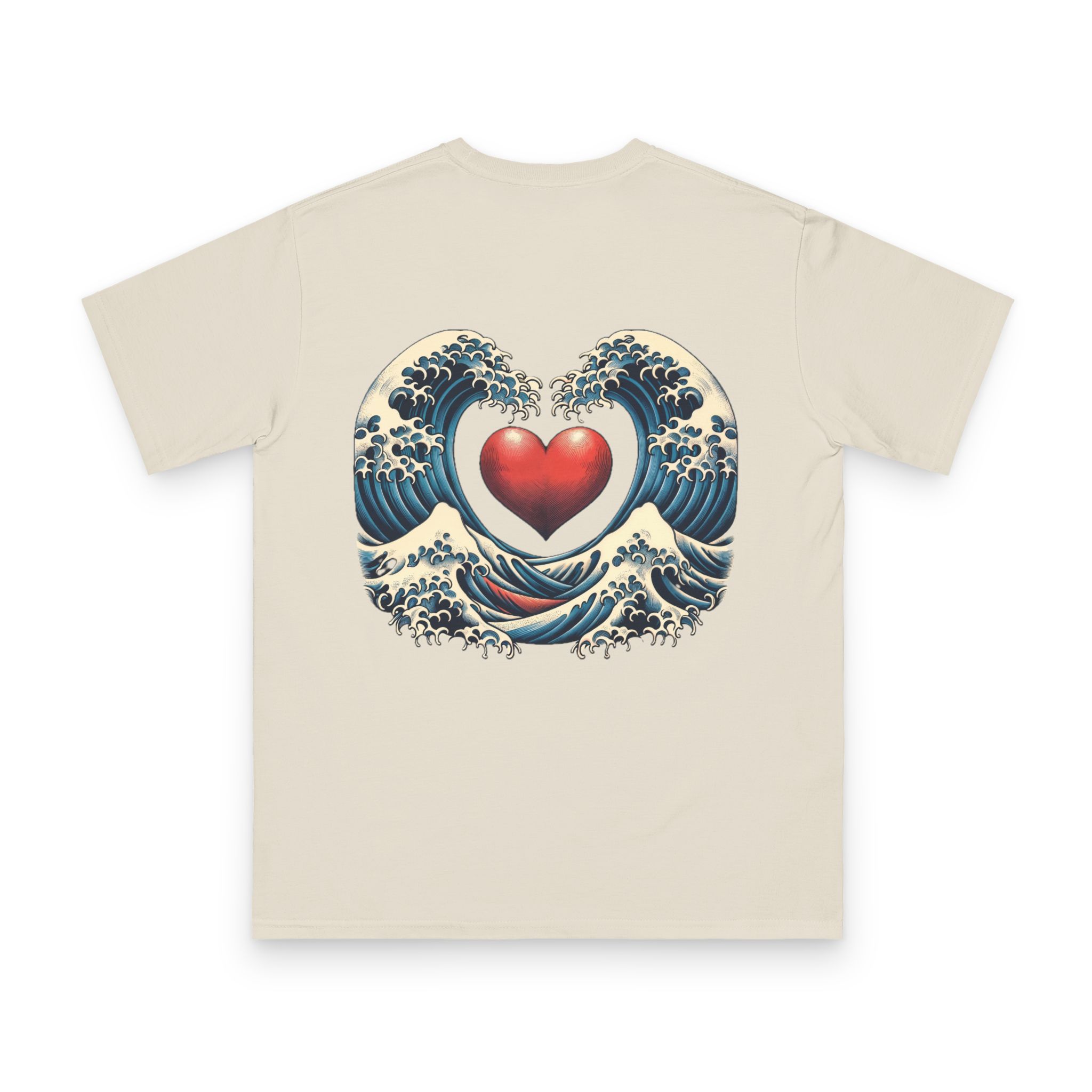 Hokusai Wave with Heart T-Shirt 1 OceanerosOcean Devotion Apparel Hokusai Wave with Heart T-Shirt