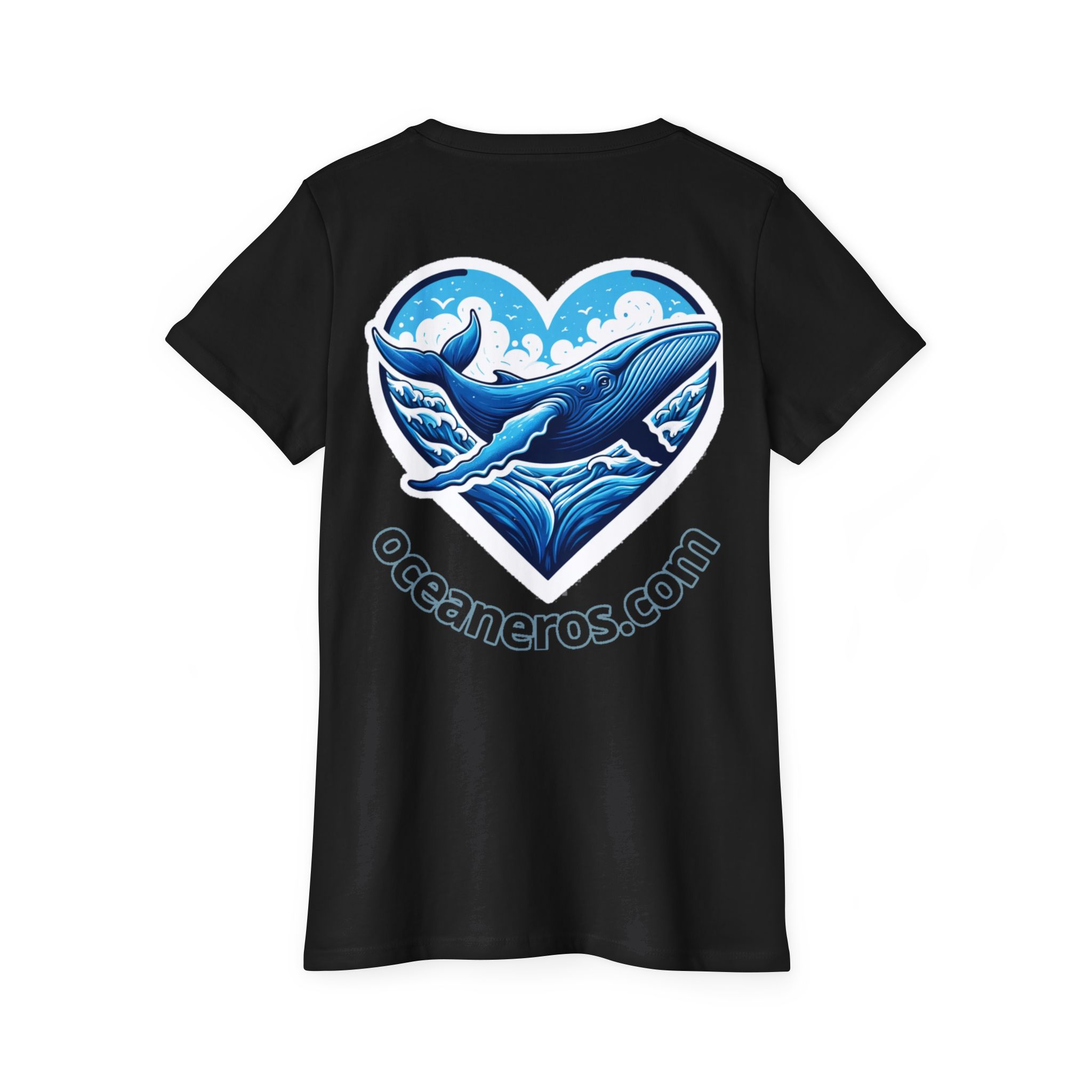 Organic T-Shirt - Blue Whale with Brand 6 OceanerosOcean Devotion Apparel Organic T-Shirt - Blue Whale with Brand