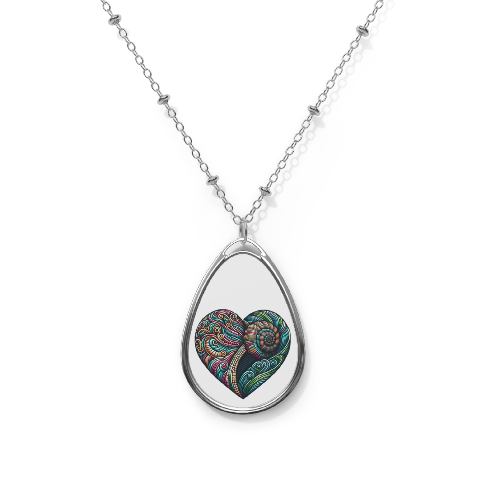 Nautilus Pendant Necklace 1 OceanerosOcean Devotion Apparel Nautilus Pendant Necklace - a nautilus spiral on an oval silver pendant